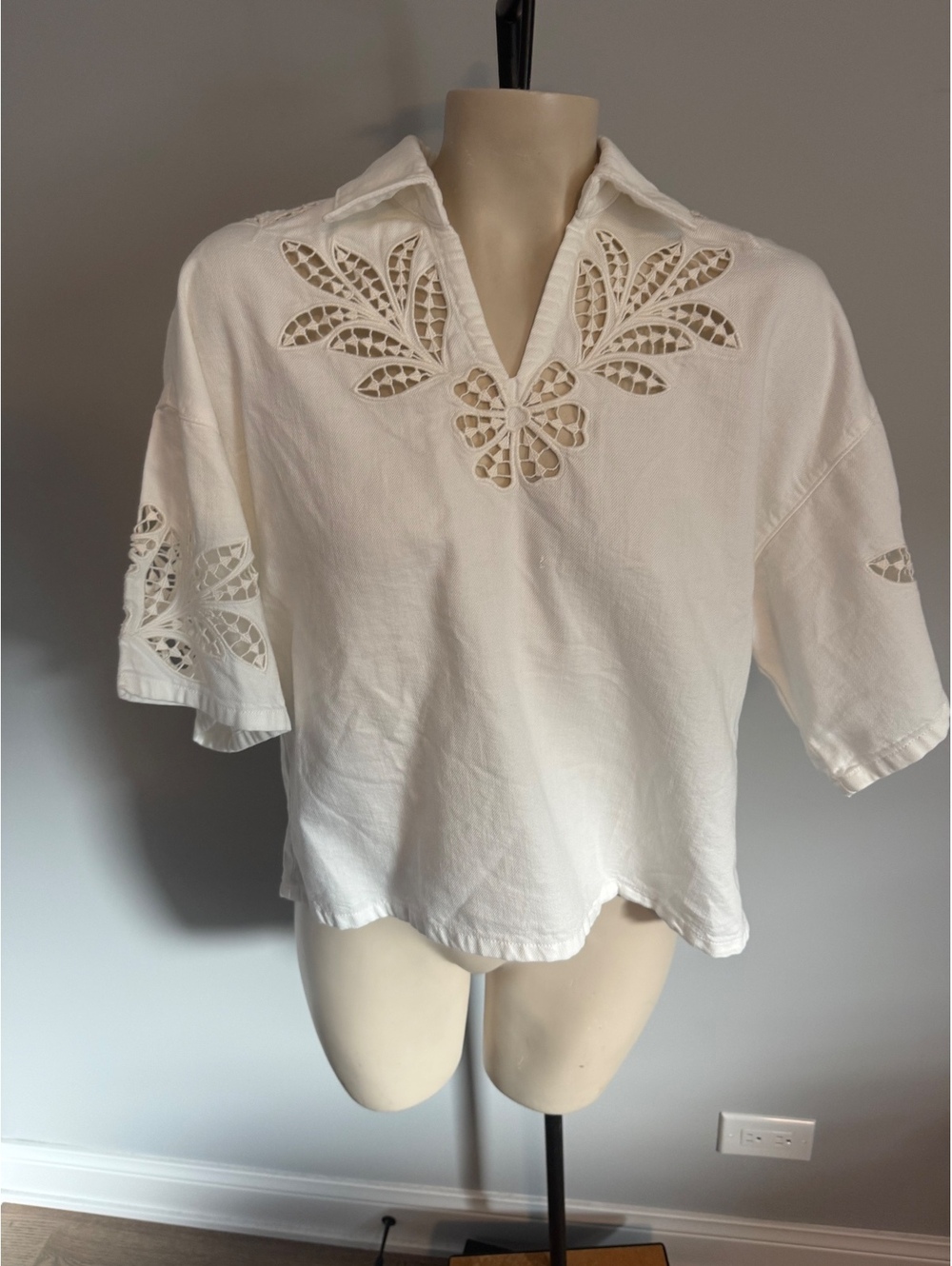 rag & bone White Cutout Blouse Size S